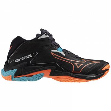 Mizuno Wave Lightning Z8 Mid Black / Neon Flame / Peacock Blue